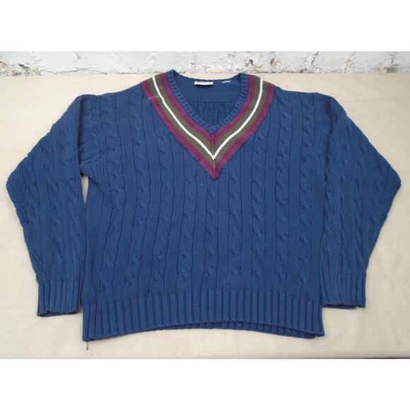 VTG Pebble Beach Men's L Cable Knit Varsity Sweater Chunky Golf Preppy Grandpa - Picture 1 of 9